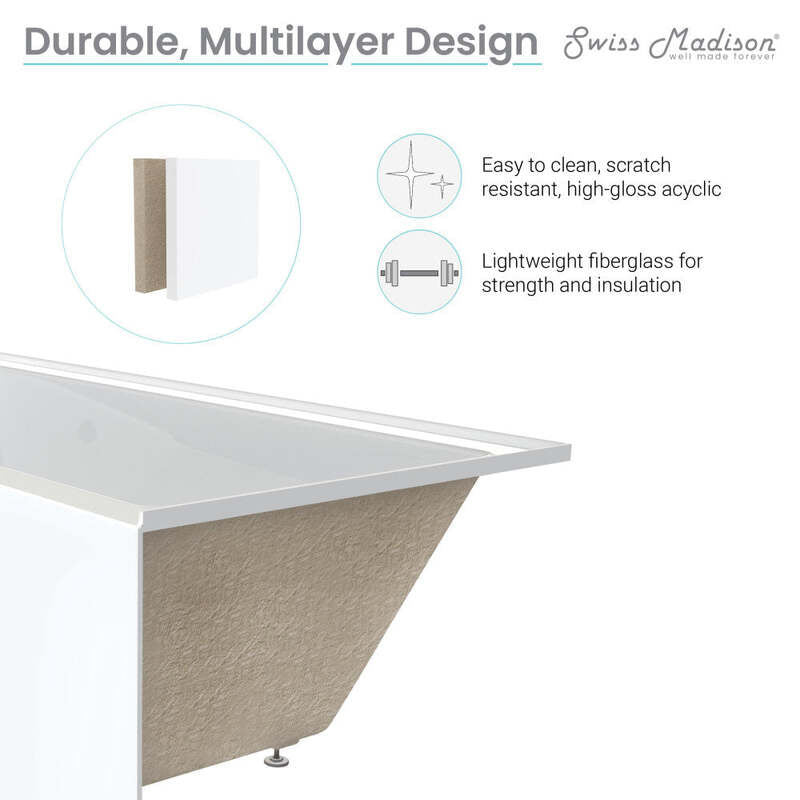 Swiss Madison Voltaire 60" X 30" Left-Hand Drain Alcove Bathtub with Apron