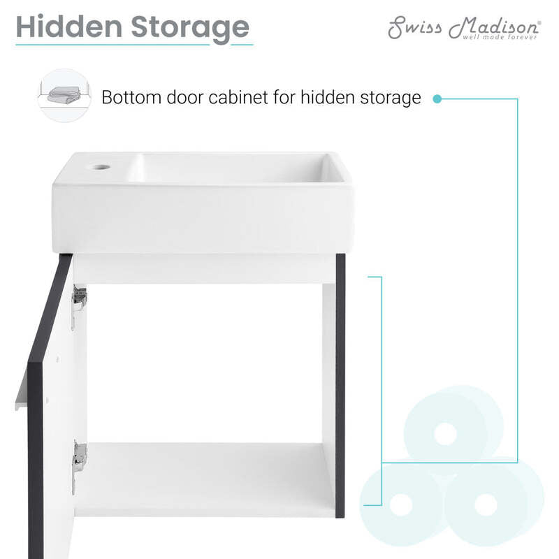 Swiss Madison Colmer 18" Wall-Mounted Bathroom Vanity in Slate