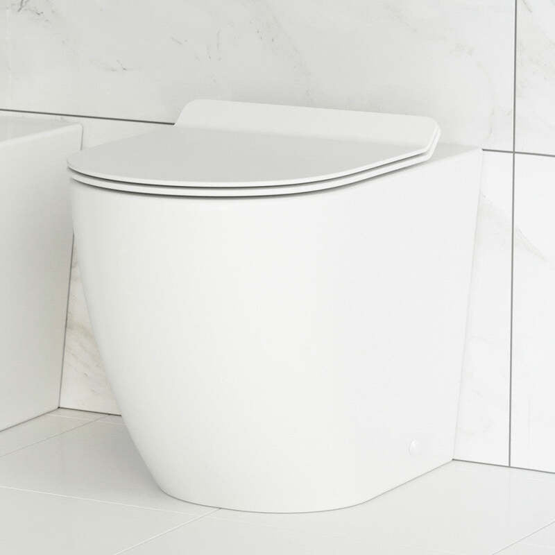 Swiss Madison St. Tropez Back to Wall Concealed Tank Toilet Bowl, Black Hardware
