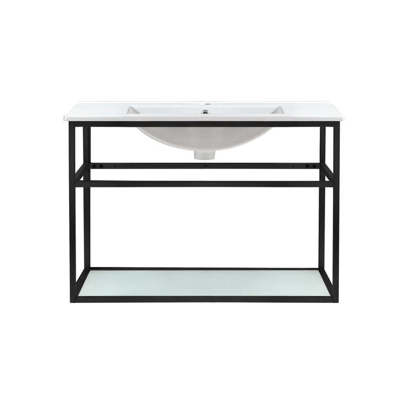 Swiss Madison Pierre 30 Single, Open Shelf, Matte Black Metal Frame Bathroom Vanity