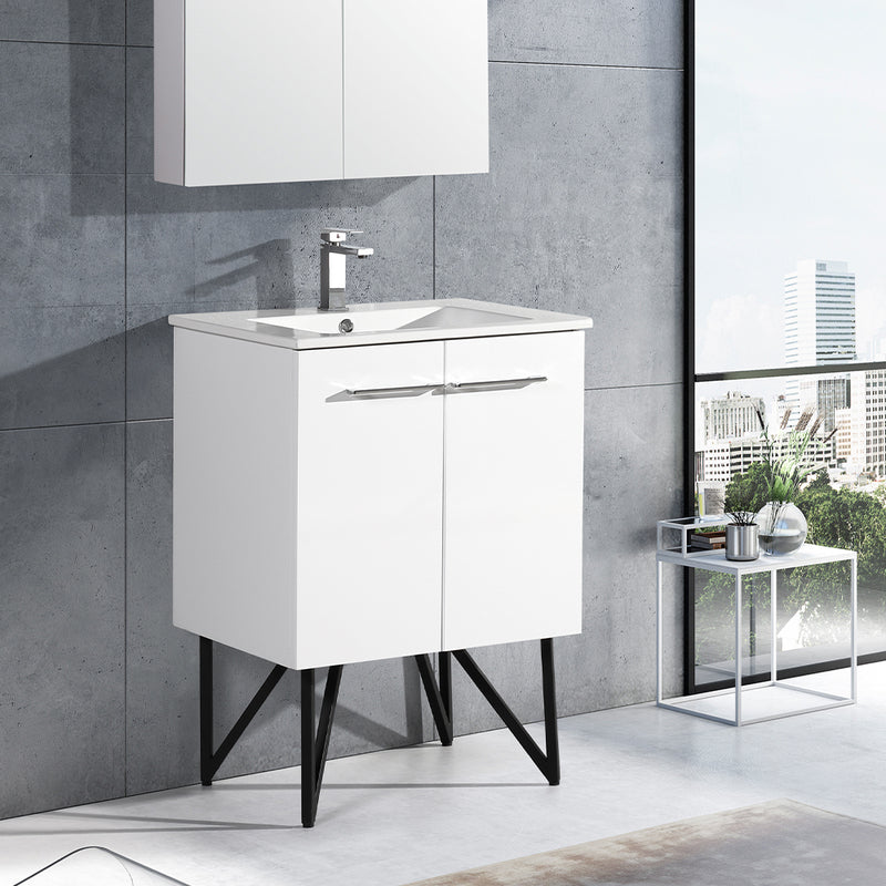 Swiss Madison Annecy 24 Single, Glossy White, Two Doors, Bathroom Vanity