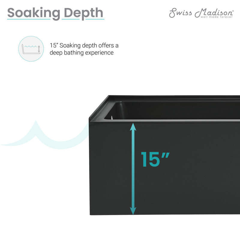 Swiss Madison Voltaire 48" X 32" Left-Hand Drain Alcove Bathtub with Apron in Matte Black