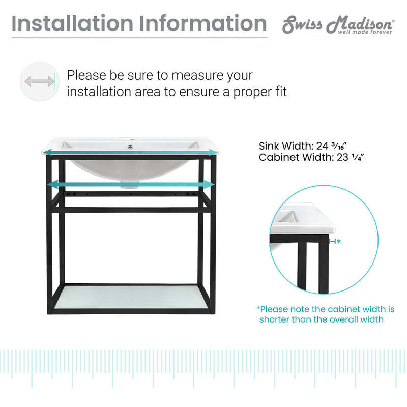 Swiss Madison Pierre 24 Single, Metal Frame, Open Shelf, Bathroom Vanity