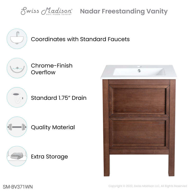 Swiss Madison Nadar 24" Bathroom Vanity in Walnut