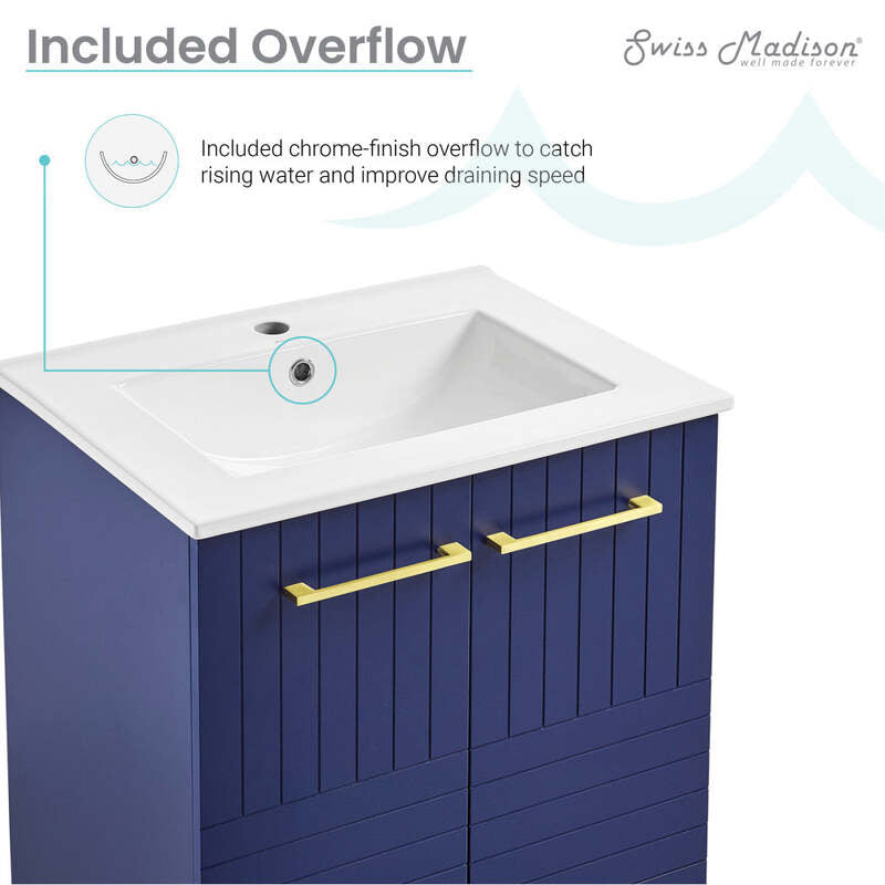 Swiss Madison Annecy 24" Bathroom Vanity in Granger Blue