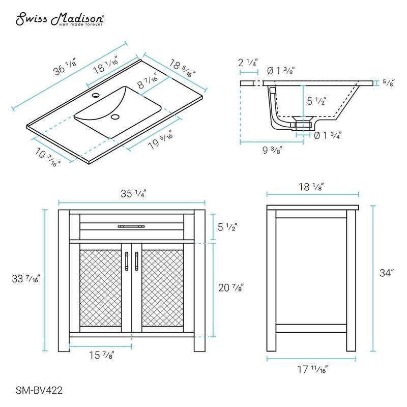 Swiss Madison Calice 36" Bathroom Vanity