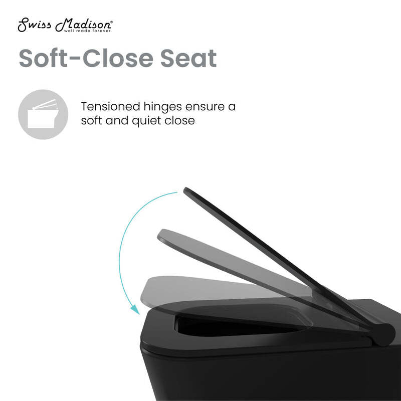 Swiss Madison Carré Back-to-Wall Elongated Toilet Bowl in Matte Black