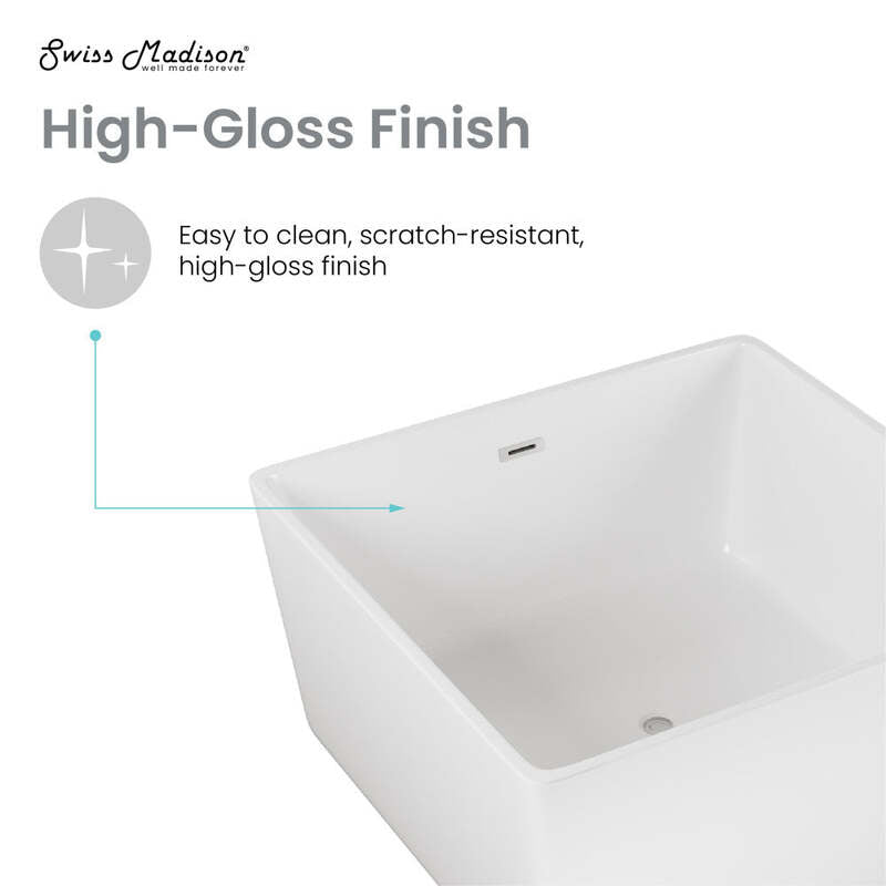 Swiss Madison Voltaire 47" Square Freestanding Bathtub