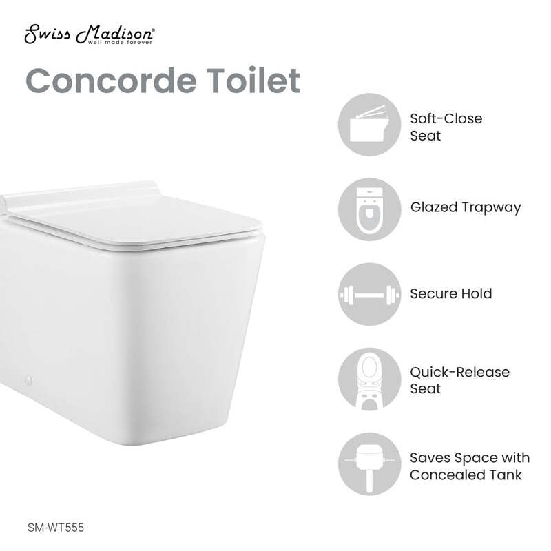 Swiss Madison Concorde Back-to-Wall Square Toilet Bowl