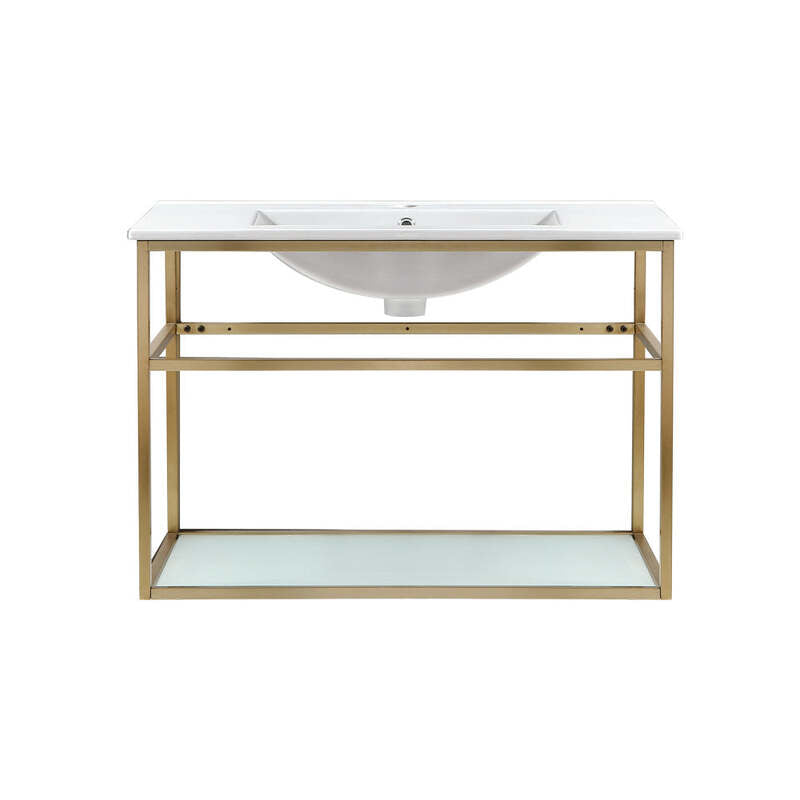 Swiss Madison Pierre 30 Single, Open Shelf, Gold Metal Frame Bathroom Vanity