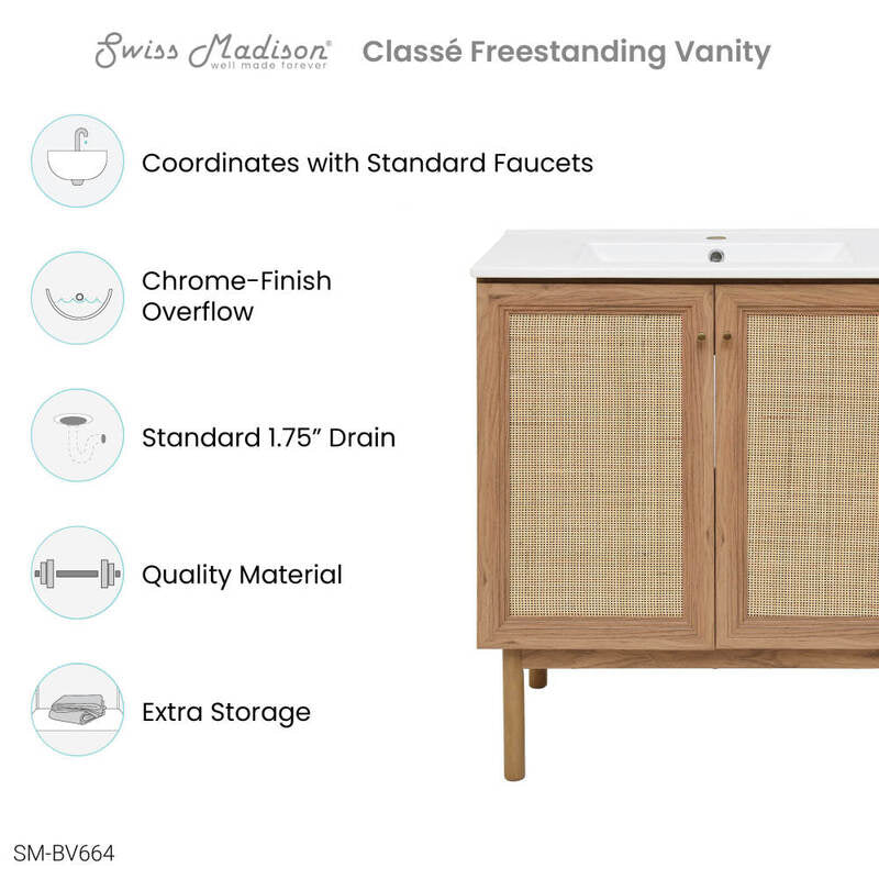 Swiss Madison Classé 30" Bathroom Vanity in Oak