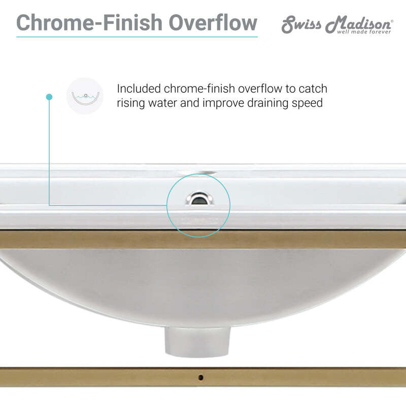 Swiss Madison Pierre 36 Single, Open Shelf, Gold Metal Frame Bathroom Vanity
