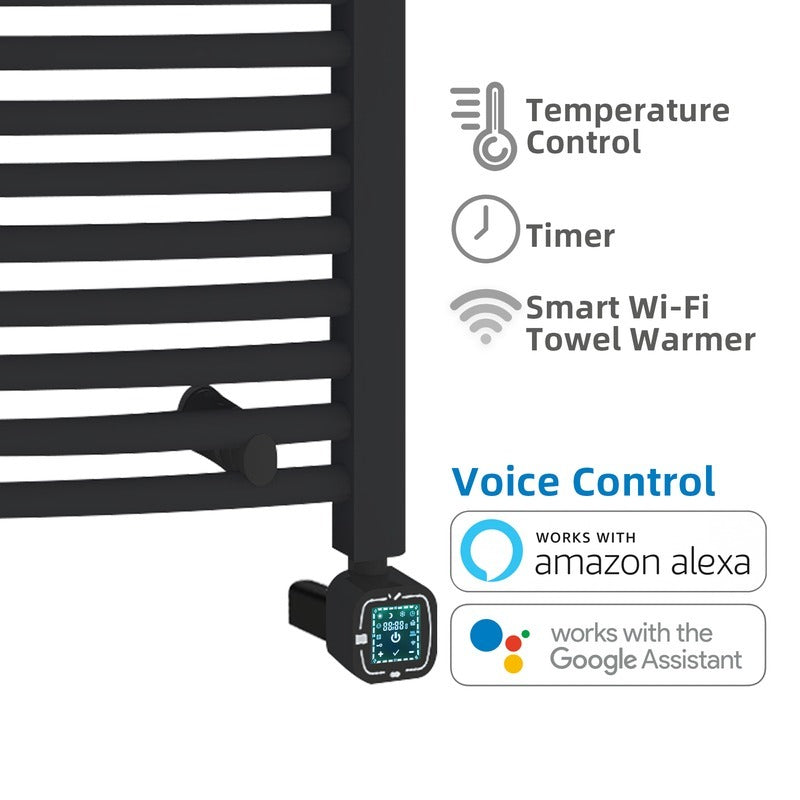 Heatgene Large Electric Radiator Towel Warmer with Programmable Smart Timer and Temperature Control in Brushed, Chrome, Matte Black, Gloss White HGR02106