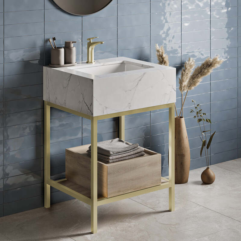Swiss Madison Beau 24" Freestanding, Bathroom Vanity in Oak and Calacatta
