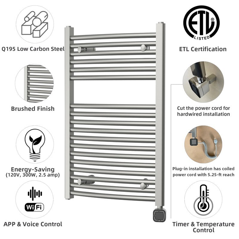 Heatgene Electric Radiator Towel Warmer with Programmable Smart Timer and Temperature Control Brushed, Chrome, Matte Black HG0285