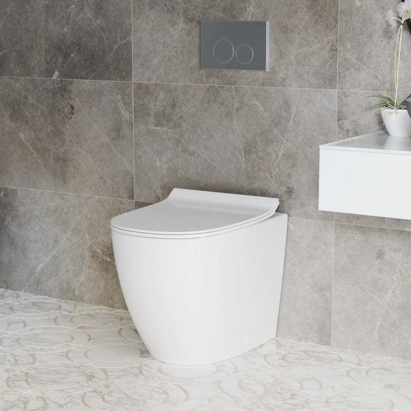Swiss Madison St. Tropez Back to Wall Concealed Tank Toilet Bowl Bundle in Glossy White