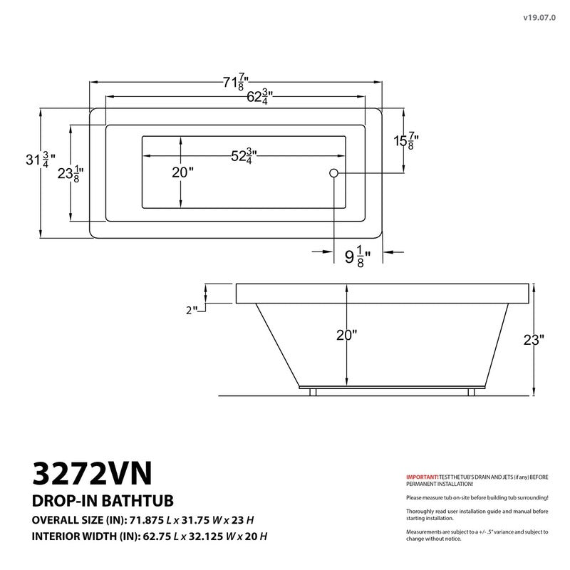 Atlantis Whirlpools Venetian 31.75" x 71.875" Air and Whirlpool Bathtub