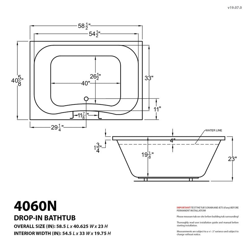 Atlantis Whirlpools Neptune 40.625" x 58.5" Air & Whirlpool Bathtub