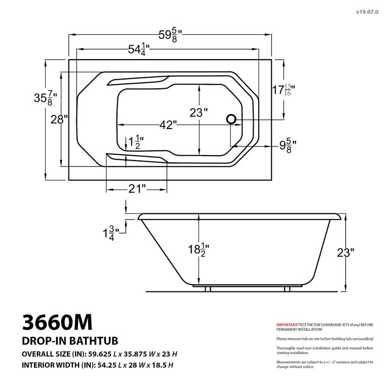 Atlantis Whirlpools Mirage 35.875" x 59.625" Air and Whirlpool Bathtub