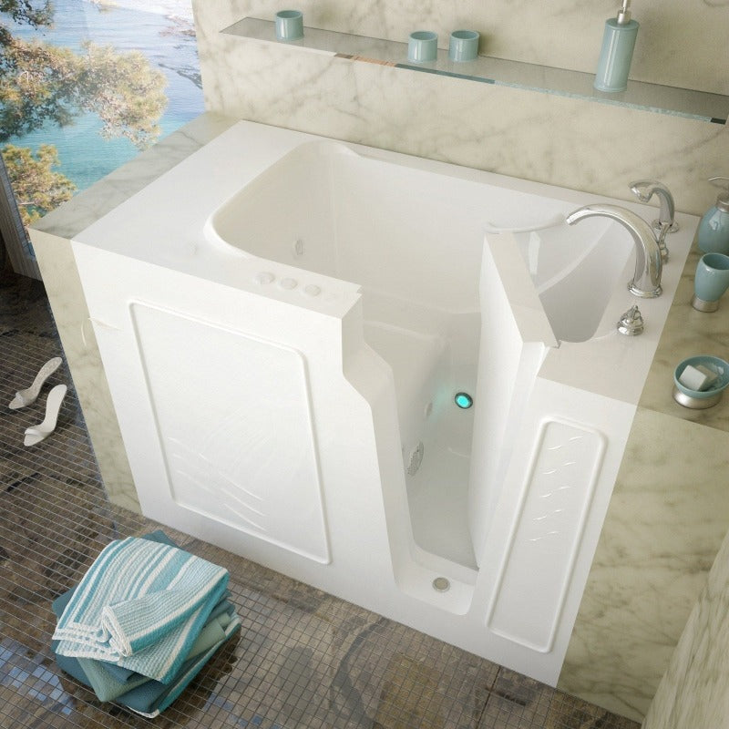 MediTub - 2952 Series Walk-In 29 x 52 Right Drain White Whirlpool Jetted Walk-In Bathtub