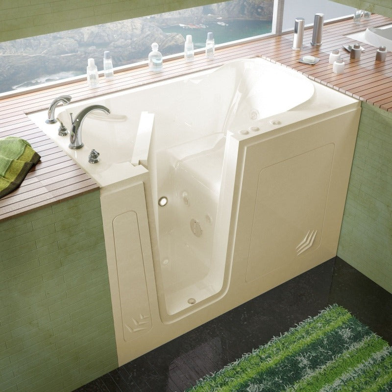 MediTub Walk-In 30 x 54 Left Drain Biscuit Whirlpool Jetted Walk-In Bathtub 3054LBH