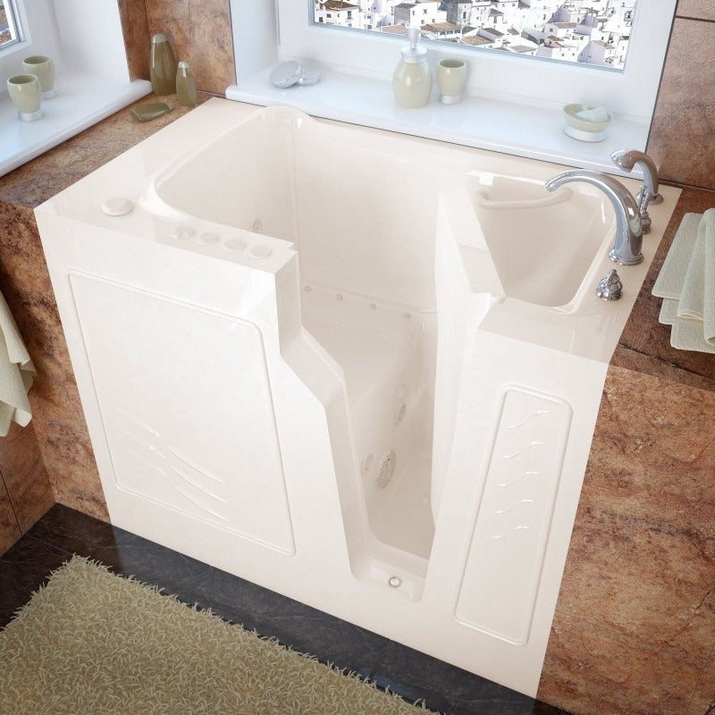 MediTub - 2646 Series Walk-In 26 x 46 Right Drain Biscuit Whirlpool & Air Jetted Walk-In Bathtub