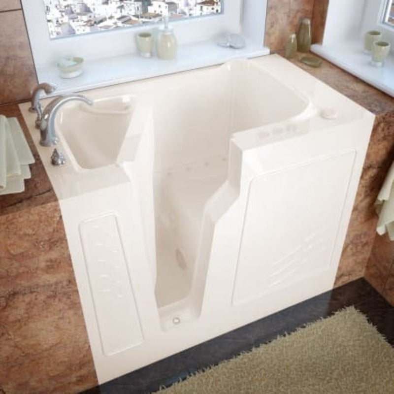 MediTub - 2646 Series Walk-In 26 x 46 Left Drain Biscuit Air Jetted Walk-In Bathtub