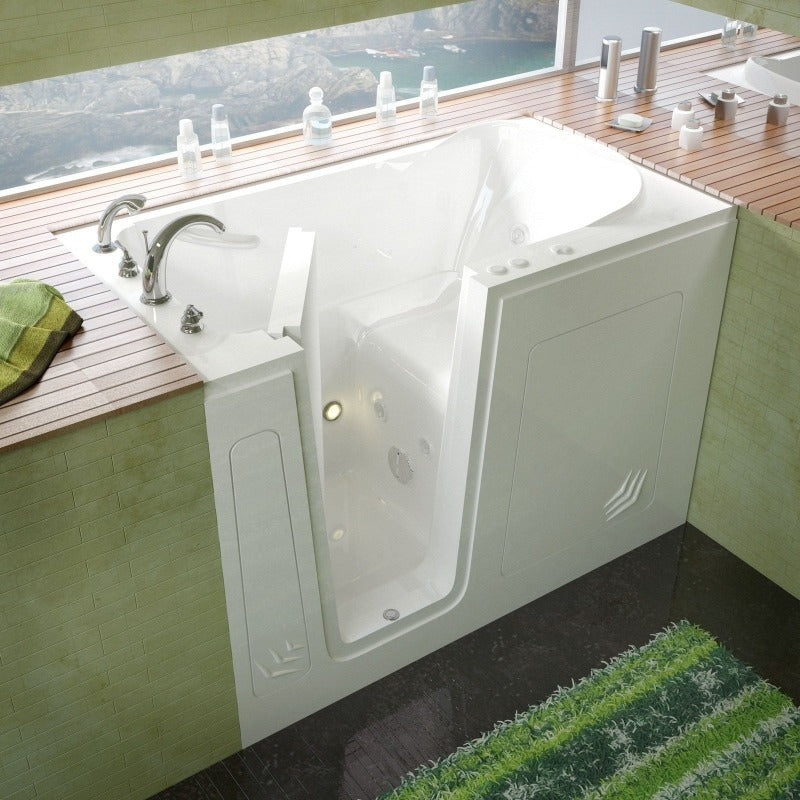 MediTub - 3054 Series Walk-In 30 x 54 Left Drain White Whirlpool Jetted Walk-In Bathtub