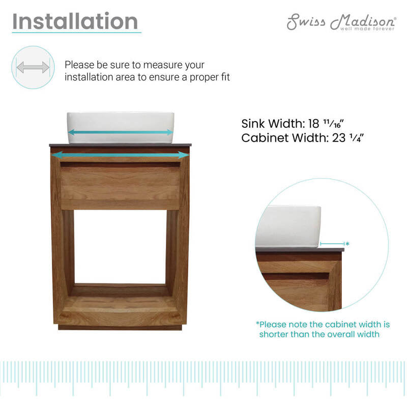 Swiss Madison Rennes 24" Reclaimed Wood Vanity in Walnut with Slate Countertop and Single Hole Vessel Sink