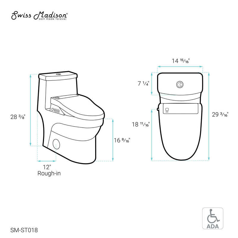 Swiss Madison Virage One-Piece Toilet with Vivante Smart Seat 1.1/1.6 gpf