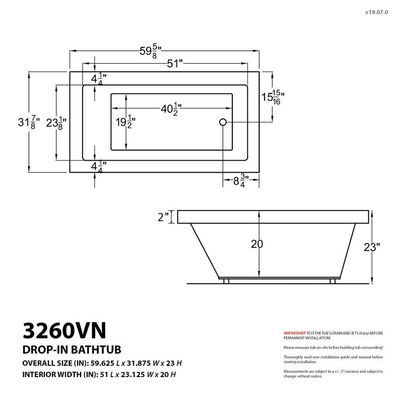 Atlantis Whirlpools Venetian 31.875" x 59.625" Air and Whirlpool Bathtub