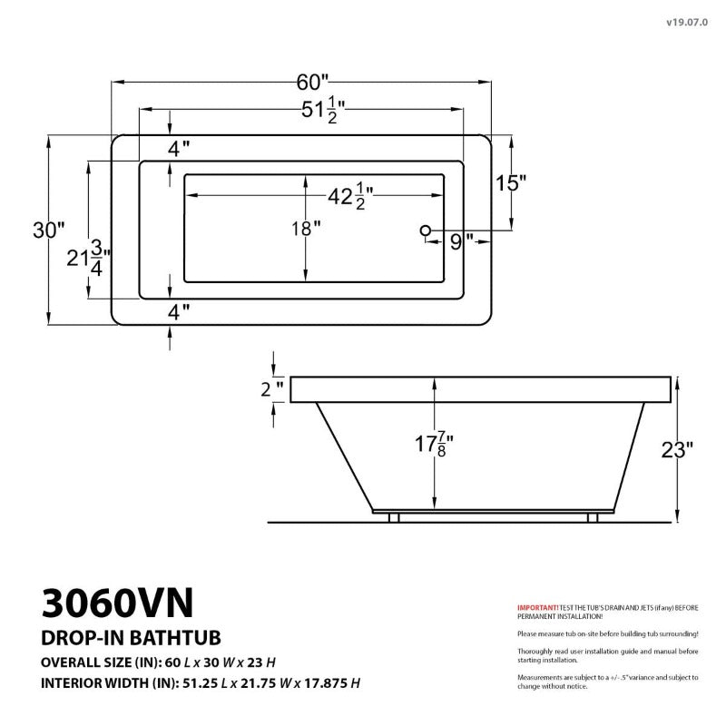 Atlantis Whirlpools Venetian 30" x 60" Air and Whirlpool Bathtub