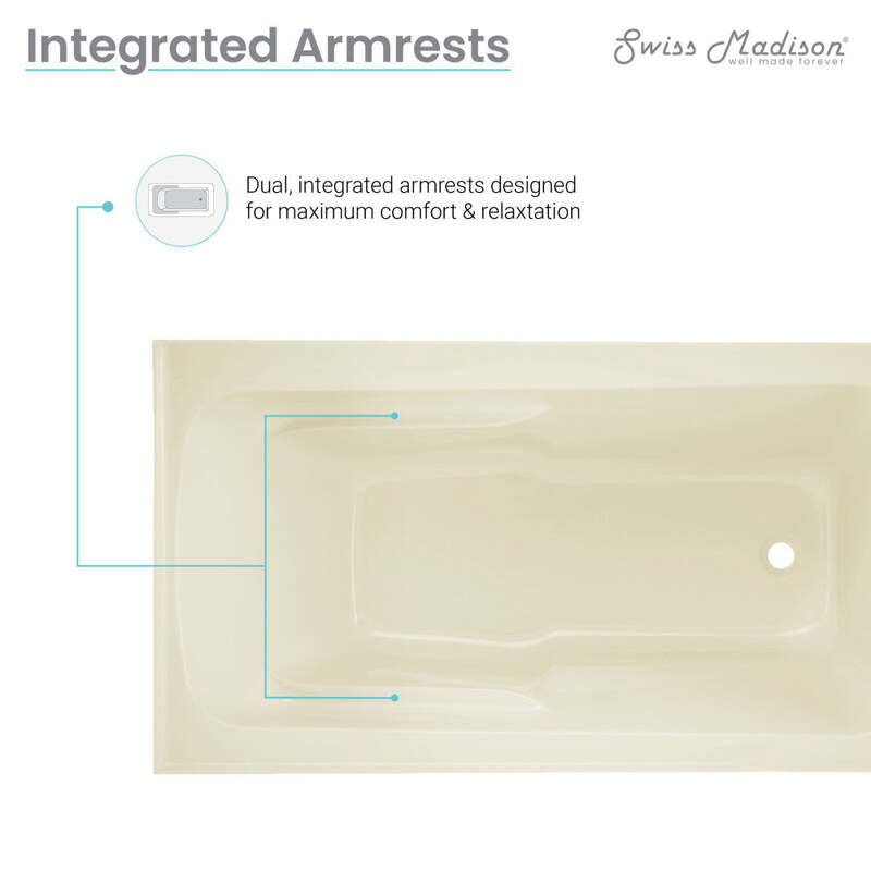 Swiss Madison Voltaire 54" X 30" Right-Hand Drain Alcove Bathtub with Apron in Bisque