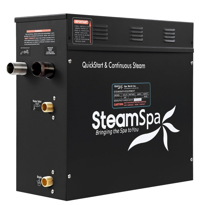 SteamSpa Black Series 6kW QuickStart Steam Bath Generator Package with Dual Aroma Pump