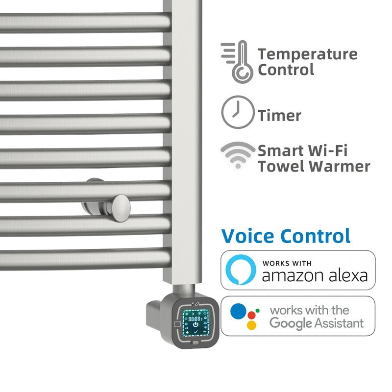 Heatgene Electric Radiator Towel Warmer with Programmable Smart Timer and Temperature Control Brushed, Chrome, Matte Black HG0285