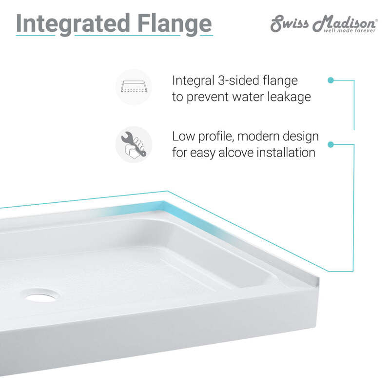 Swiss Madison Voltaire 60 x 36 Acrylic White Single-Threshold, Right-Hand Drain, Shower Base