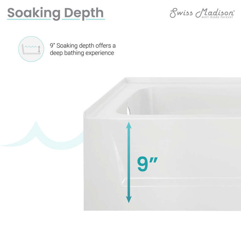Swiss Madison Virage 60" x 30" Right-Hand Drain Alcove Bathtub with Apron