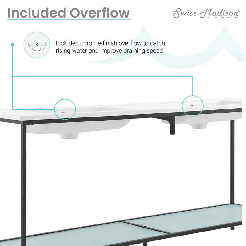 Swiss Madison Pierre 72 Double, Freestanding, Open Shelf, Matte Black Metal Frame Bathroom Vanity