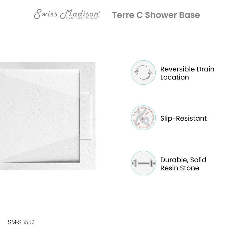 Swiss Madison Voltaire 60 x 30 Single-Threshold, Center Drain, Shower Base in Grey