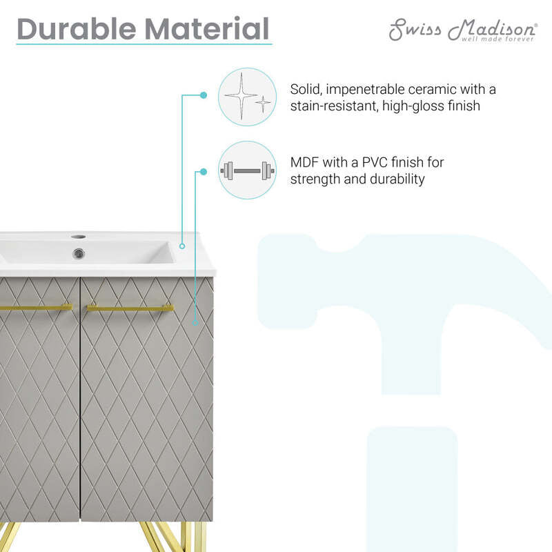 Swiss Madison Annecy 24" Bathroom Vanity in Diamond Grey