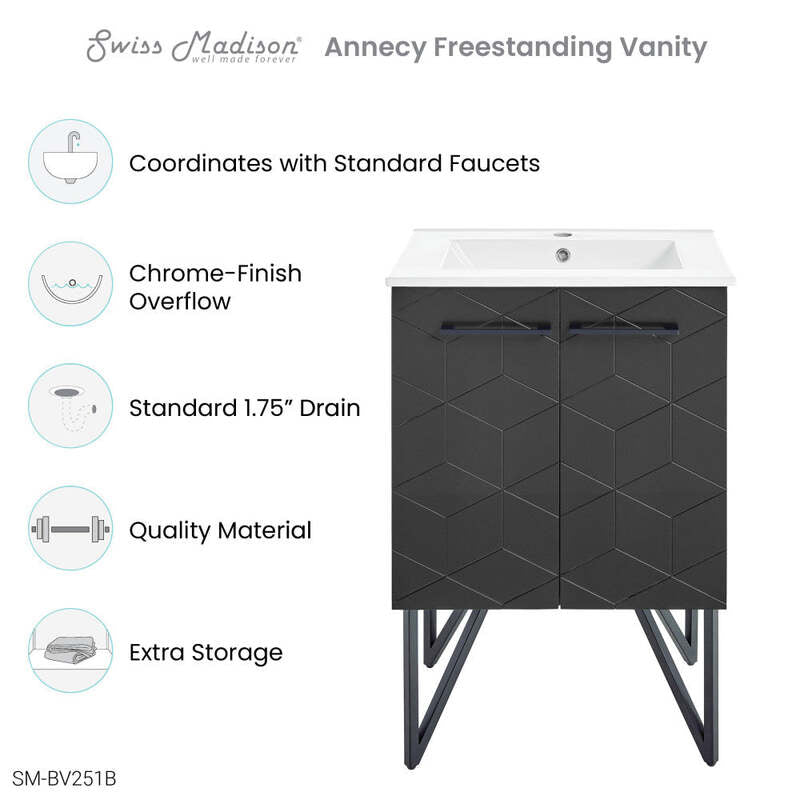 Swiss Madison Annecy 24" Bathroom Vanity in Phantom Black