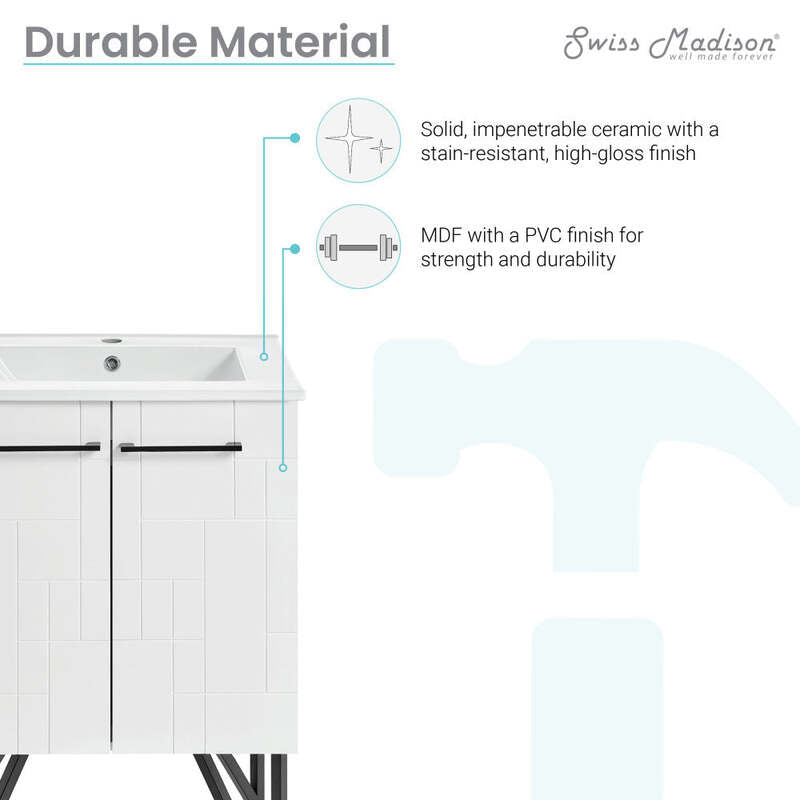 Swiss Madison Annecy 24" Bathroom Vanity in Mondrian White