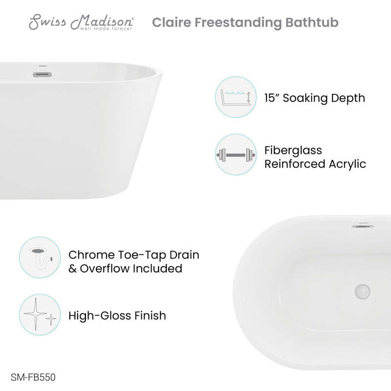 Swiss Madison Claire 48" Freestanding Bathtub