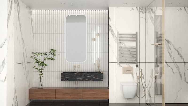 Heatgene Electric Radiator Towel Warmer with Programmable Smart Timer and Temperature Control Brushed, Chrome, Matte Black HG0285