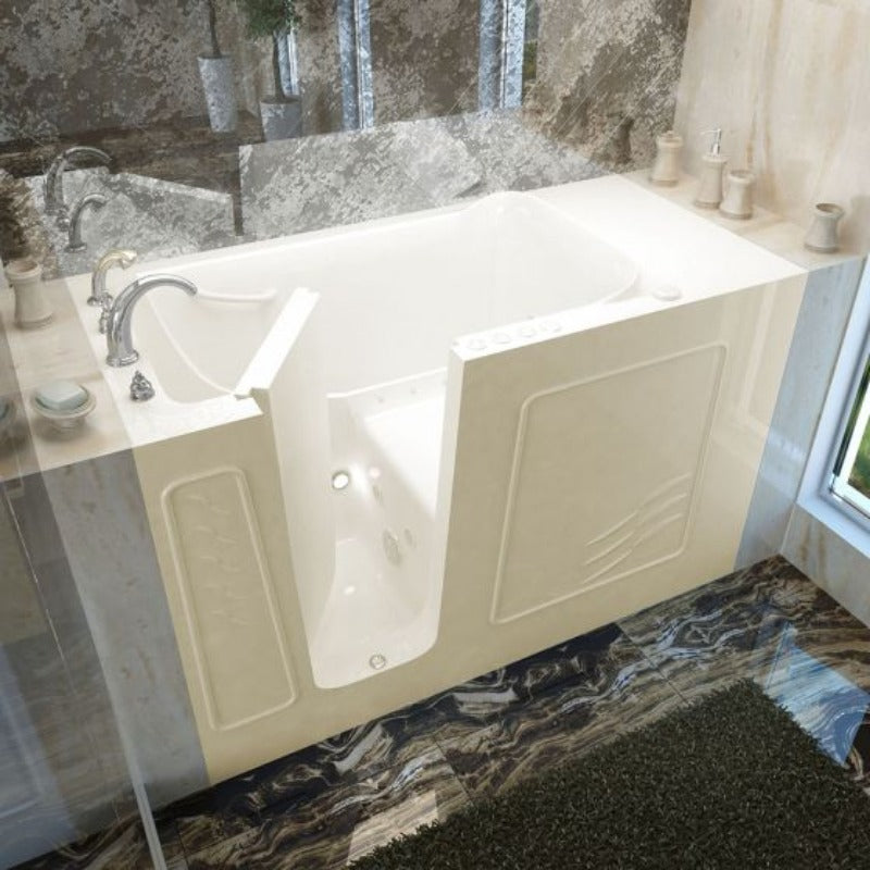 MediTub - 3060WI Series Walk-In 30 x 60 Left Drain Biscuit Whirlpool & Air Jetted Walk-In Bathtub