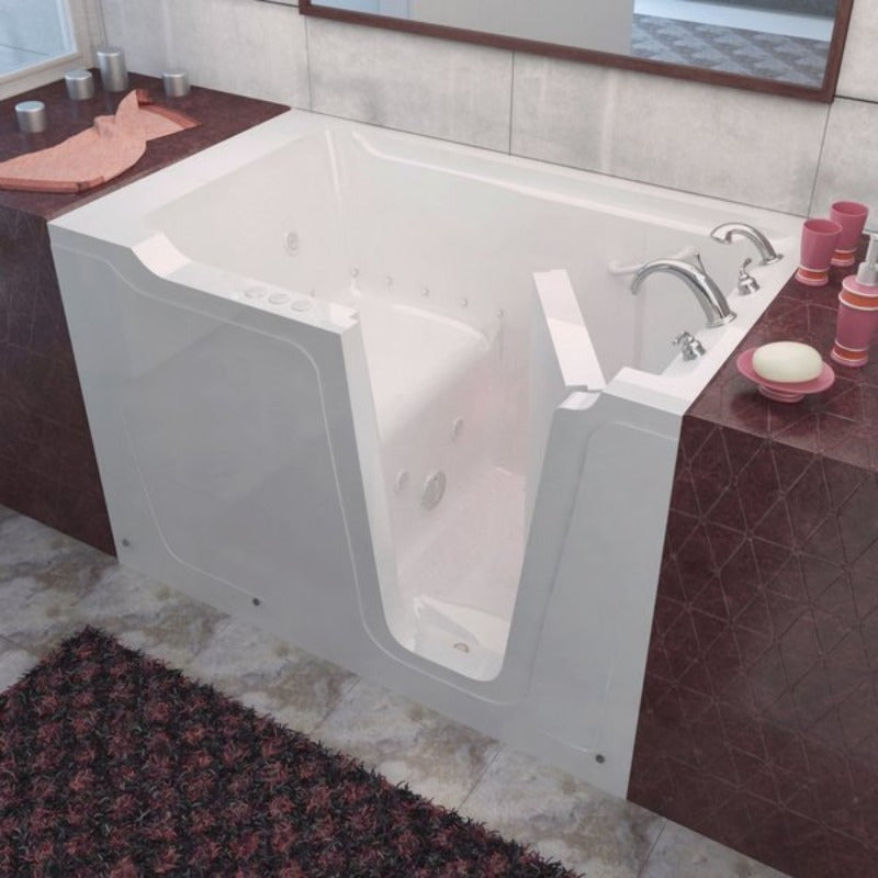 MediTub - 3660 Series Walk-In 36 x 60 Right Drain White Whirlpool & Air Jetted Walk-In Bathtub