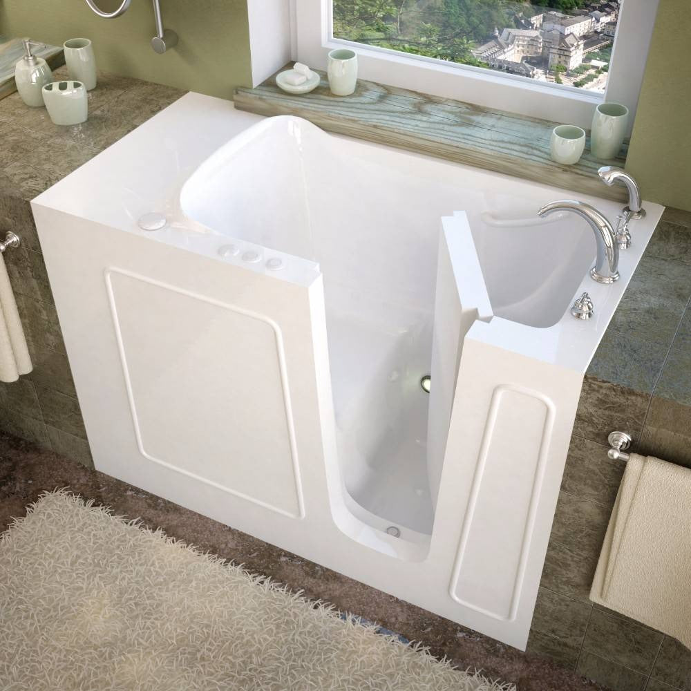 MediTub Walk-In 26 x 53 Right Drain White Soaking Walk-In Bathtub - 2653RWS