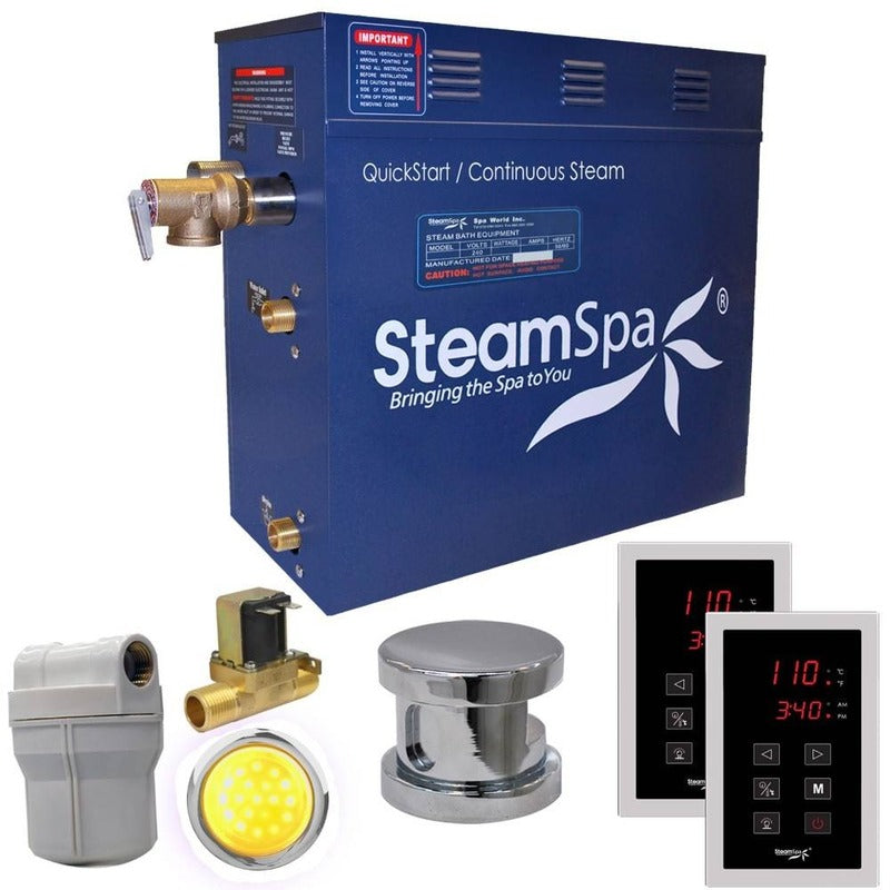 SteamSpa Royal 7.5 KW QuickStart Acu-Steam Bath Generator Package w/ Built-in Auto Drain in Polished Chrome - SteamSpa RYT750CH-A