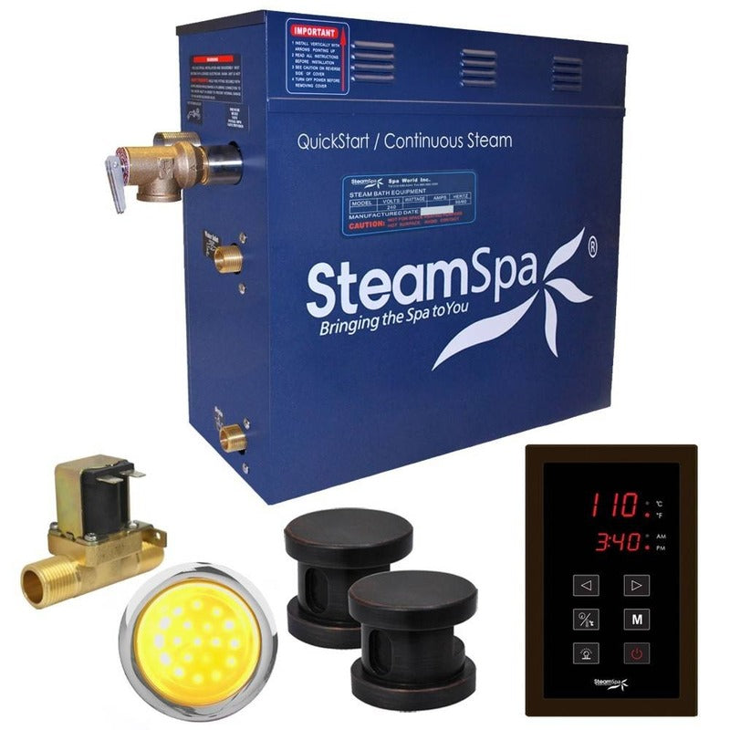 Steamspa Indulgence 10.5 KW QuickStart Acu-Steam Bath Generator Package w/ Built-in Auto Drain in Oil Rubbed Bronze - SteamSpa INT1050OB-A