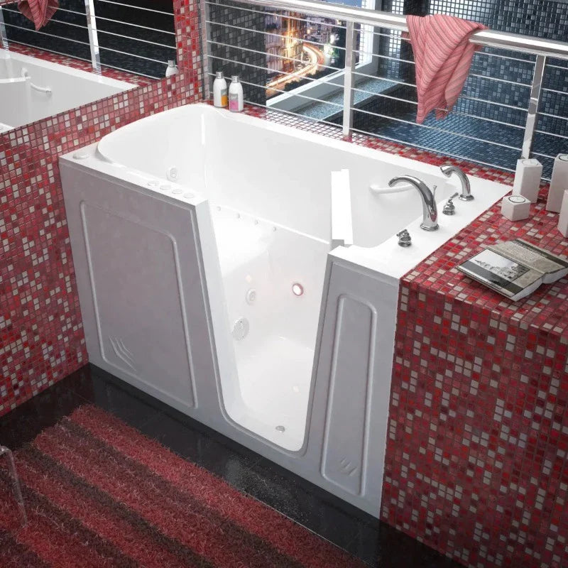MediTub - 3260 Series Walk-In 32 x 60 Right Drain White Whirlpool & Air Jetted Walk-In Bathtub